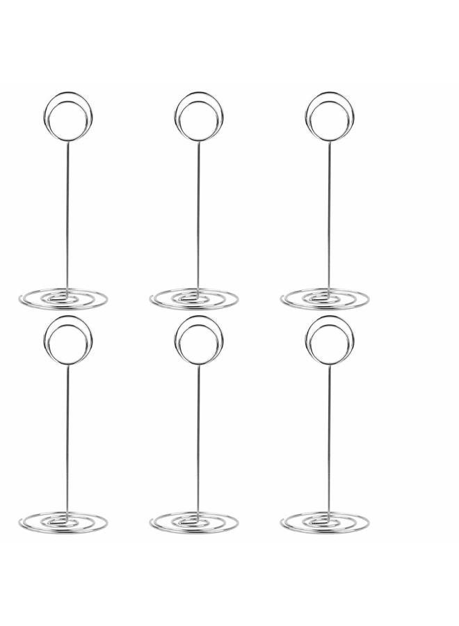 Radezon TCHW 10 Pack 8.75 Inch Tall Table Number Holder Place Card Holder Table Picture Holder Wire Photo Holder Clips Picture Memo Note Photo Stand (Silver) - Image 1
