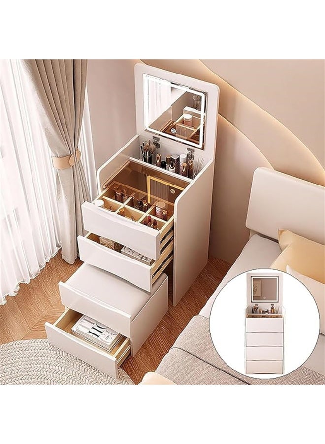 مكتب الغرور ، طاولة الملابس المكياج مقعد الغرور مع خزانة ومرآة فليب LED ، خزانة تخزين الملابس متعددة الوظائف مع الدرجات ، للنساء والفتيات (أبيض ، SZZ007) - Image 1