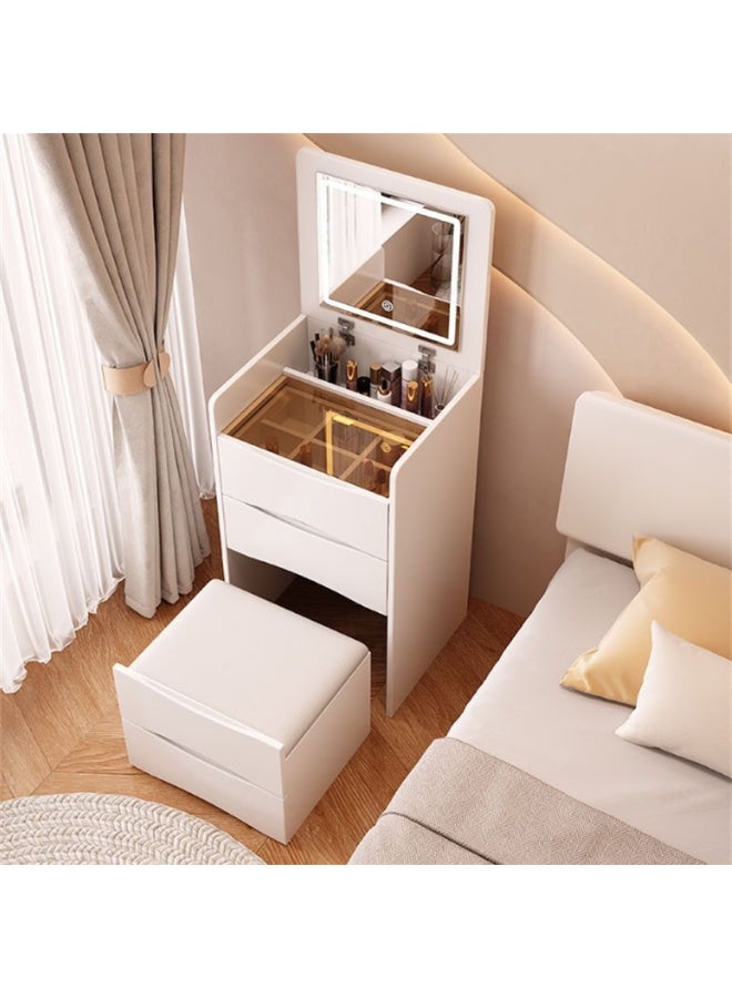 مكتب الغرور ، طاولة الملابس المكياج مقعد الغرور مع خزانة ومرآة فليب LED ، خزانة تخزين الملابس متعددة الوظائف مع الدرجات ، للنساء والفتيات (أبيض ، SZZ007) - Image 4