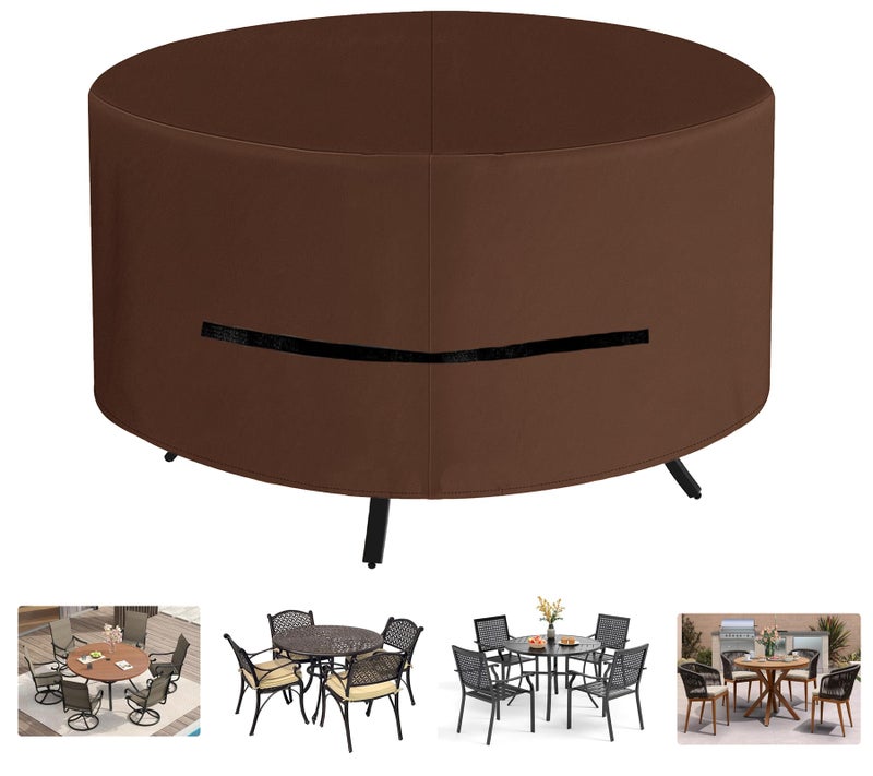 Oslimea Round Outdoor Patio Table Cover 42 Inch Patio Furniture Covers for Outdoor Table Waterproof Windproof UV Resistant and All Weather Resistant Khaki 42DIAx28H - Image 2