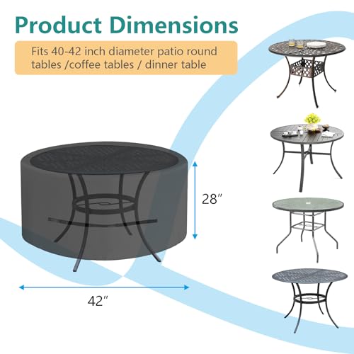 Oslimea Round Outdoor Patio Table Cover 42 Inch Patio Furniture Covers for Outdoor Table Waterproof Windproof UV Resistant and All Weather Resistant Khaki 42DIAx28H - Image 3