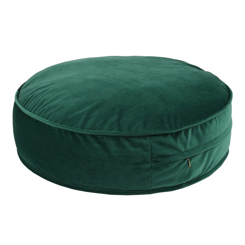 YIUOR Round Floor Pillow Cover Velvet Throw Seating Pouf Yoga Meditation Cushion Plush Case Reading Room Decor Cover Only (25.6IN, Green) - Image 1