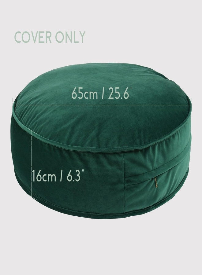 YIUOR Round Floor Pillow Cover Velvet Throw Seating Pouf Yoga Meditation Cushion Plush Case Reading Room Decor Cover Only (25.6IN, Green) - Image 3