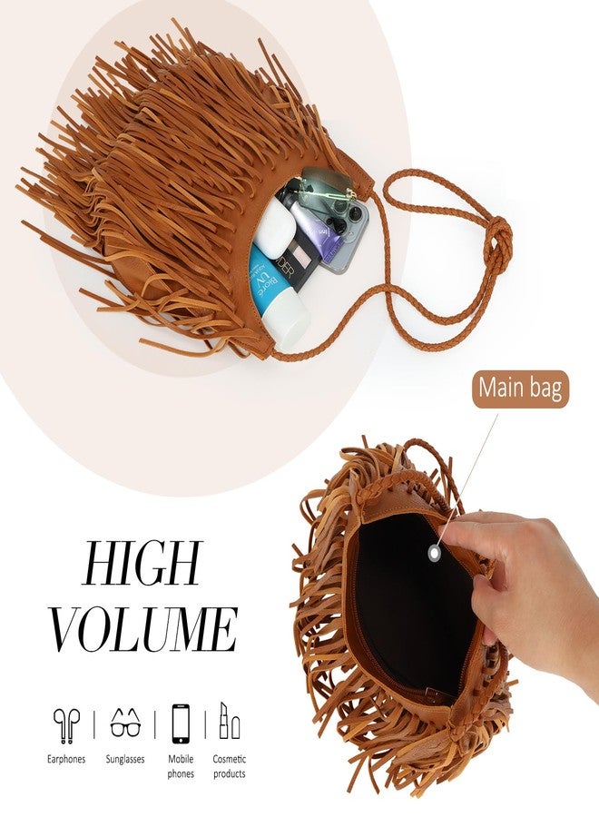 Fecialy Vintage Fringe Hobo Bags for Women Vegan Leather Tassel Crossbody Bag Western Hippie Shoulder Bag - Image 5