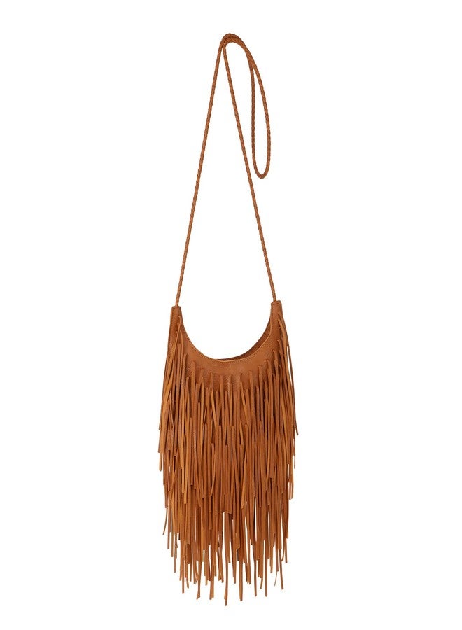 Fecialy Vintage Fringe Hobo Bags for Women Vegan Leather Tassel Crossbody Bag Western Hippie Shoulder Bag - Image 1