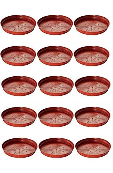 Plants Point Plastic Saucer Base Plate Planter Tray, Brown, 8 Inch, Set of 15 - Image 1