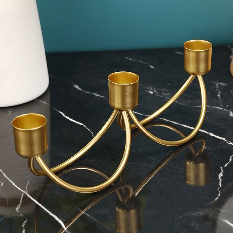Golden Metal Candle Holder Centerpiece Vintage Tabletop Decor For Romantic Dinner Living Room Kitchen Dining Room Cafe Christmas Best Gift - Image 2