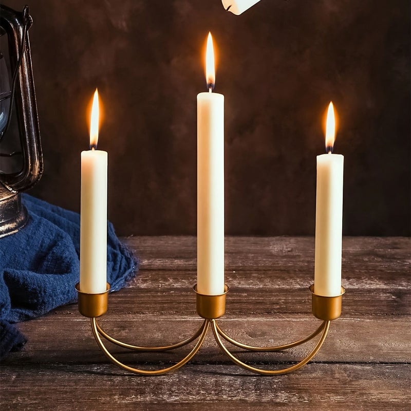 Golden Metal Candle Holder Centerpiece Vintage Tabletop Decor For Romantic Dinner Living Room Kitchen Dining Room Cafe Christmas Best Gift - Image 1