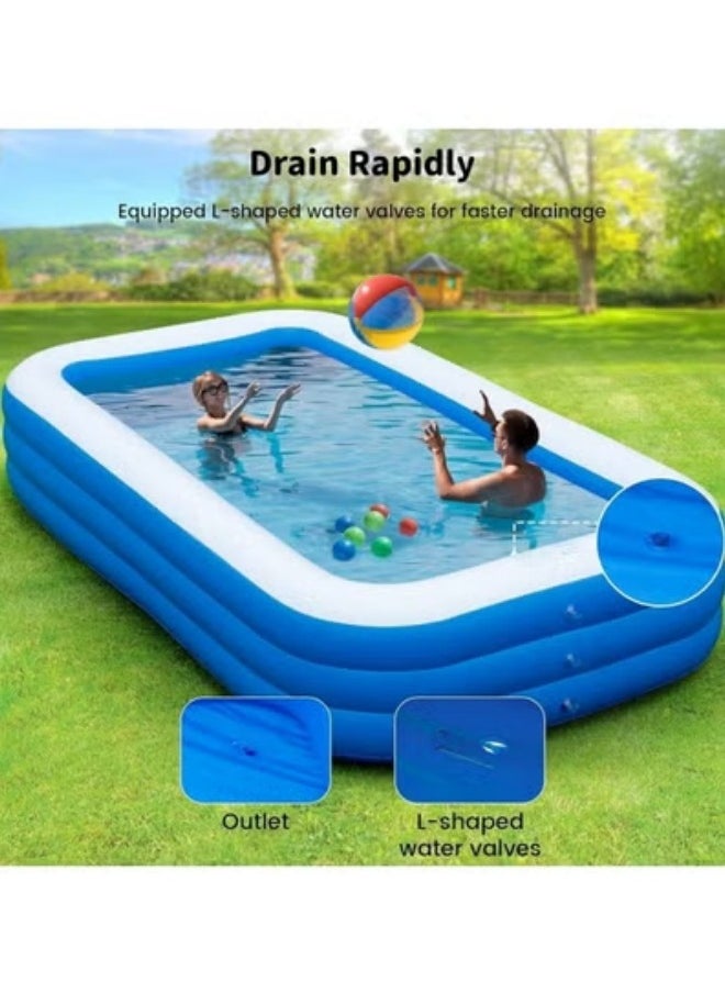 Inflatable Swimming Pool,Kiddie Pools,Oversized Thickened Family Pool,3-layer Blue and White Air Inflation Pool,for Summer Water Party, 150*105*56cm