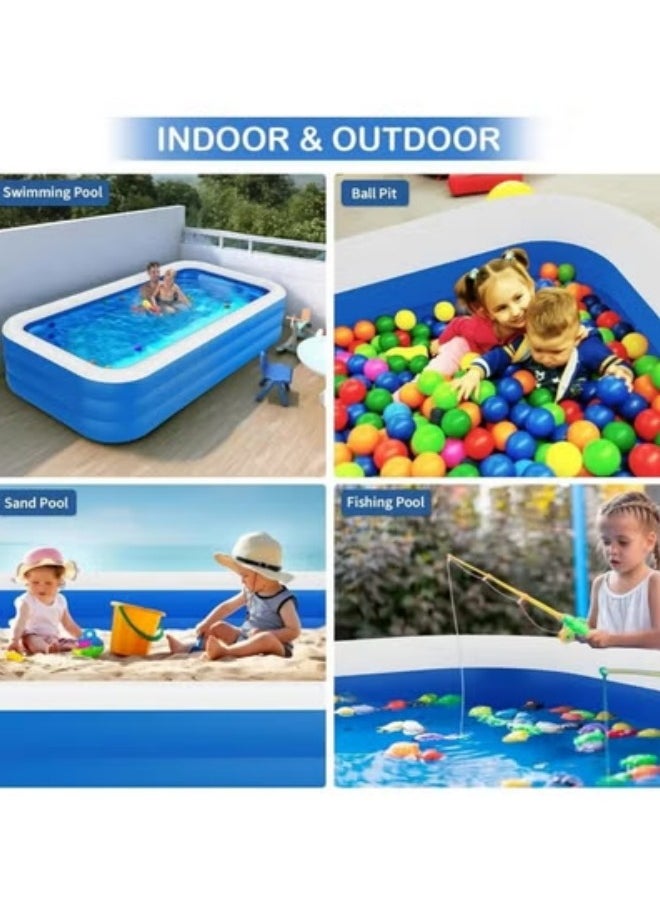 Inflatable Swimming Pool,Kiddie Pools,Oversized Thickened Family Pool,3-layer Blue and White Air Inflation Pool,for Summer Water Party, 150*105*56cm