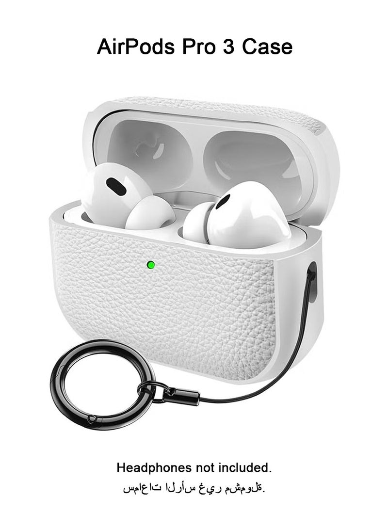 جراب AirPods Pro 3 (إصدار 2025)، غطاء حماية ضد السقوط مع سلسلة مفاتيح، متوافق مع الجيل الثالث، جلد صناعي بملمس الليتشي، وحافظة TPU مضادة للصدمات - Image 1