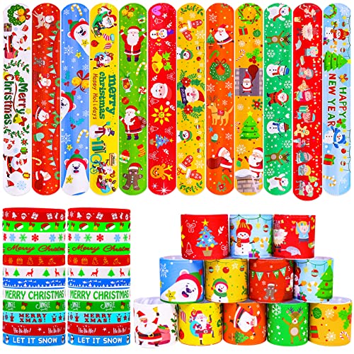 MGparty 72pcs Christmas Slap Bracelets Silicone Bracelets Bulk Party Favors Toys for Kids Xmas Party Favors Christmas Stocking Stuffers Gifts Goodie Bag Stuffers - Image 1