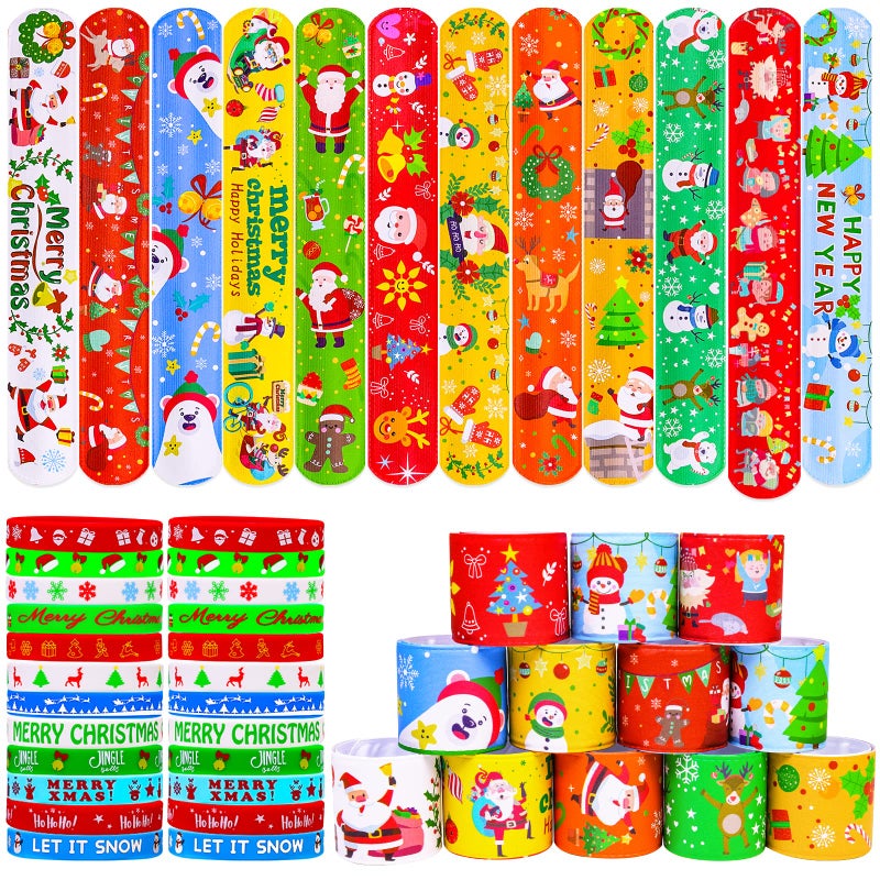 MGparty 72pcs Christmas Slap Bracelets Silicone Bracelets Bulk Party Favors Toys for Kids Xmas Party Favors Christmas Stocking Stuffers Gifts Goodie Bag Stuffers - Image 4