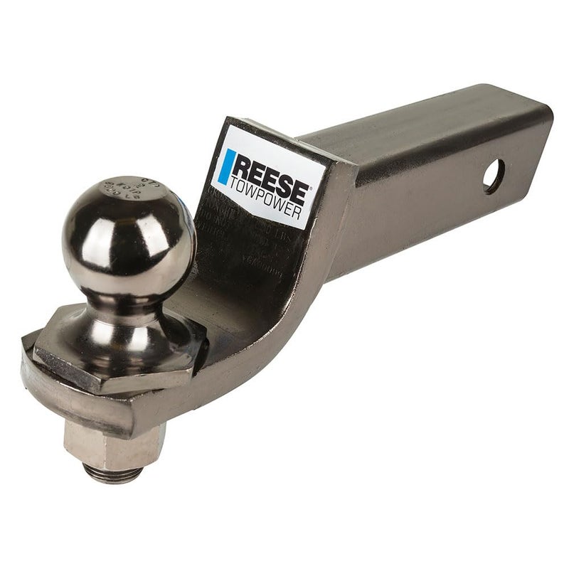 REESE Towpower 7039200 حامل كرة سحب المقطورة 2 بوصة مستقبل مربع 2 بوصة انخفاض سعة 6000 رطل يتضمن كرة مقطورة 2 بوصة أسود نيكل