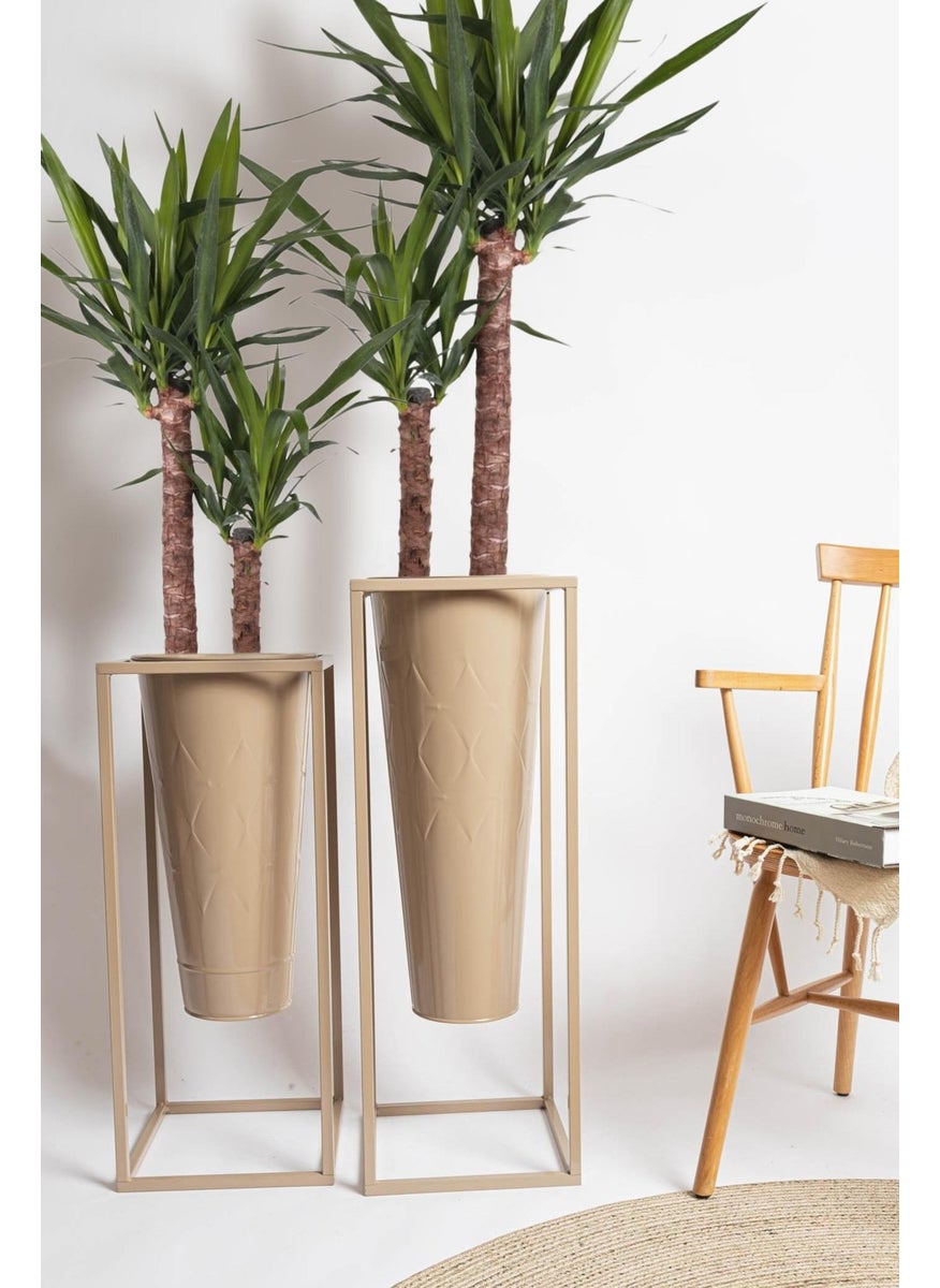 THE MIA Prism Vase & Flower Pot Caramel 80X30X30 cm  - Image 2