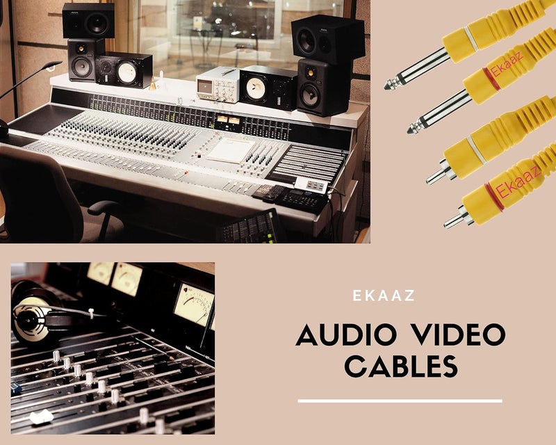 EKAAZ RCA to 1/4 Cable, Quarter inch TS Jack to RCA (2 jack 6.35mm Stereo to 2 rca jack) Audio Y Splitter Cable Insert Cable-yellow (1.8 Meters) - Image 3