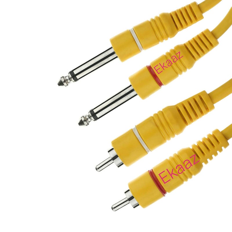 EKAAZ RCA to 1/4 Cable, Quarter inch TS Jack to RCA (2 jack 6.35mm Stereo to 2 rca jack) Audio Y Splitter Cable Insert Cable-yellow (1.8 Meters) - Image 2