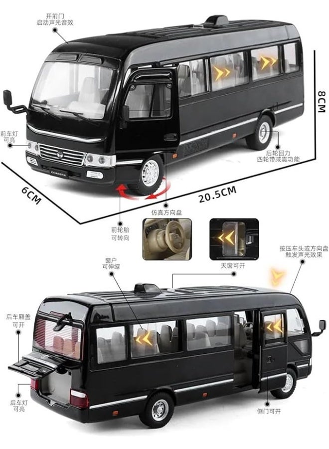 Toyota Coaster Bus V6 Diecast Model 1:24 Scale - Assorted Colors 01 pcs - Premium Heavy Metal Toy Bus with Pull-Back Action, Openable Doors & Roof, Working Interior Lights - Image 4