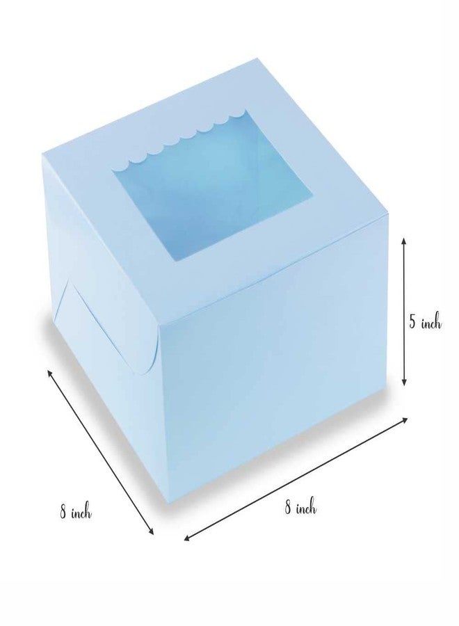 Chic a Choc 1 Kg Cake Box. 8 inch Pastel Blue. 350 GSM 8x8x5 In. (Pack of 8). Printed Cake Boxes with Window. - Image 2