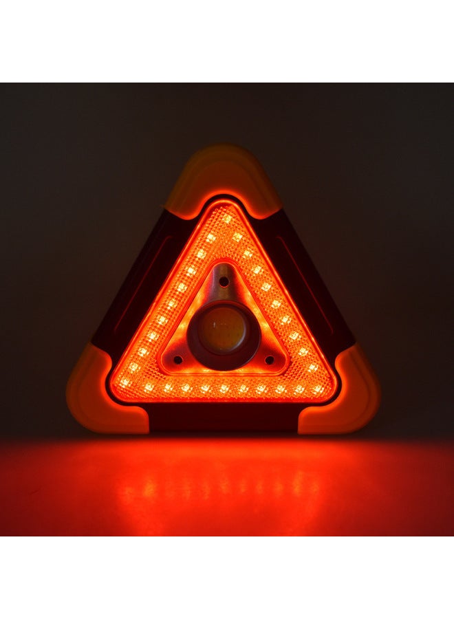 Loquat Triangular Solar Floodlight Car Red Light Warning Floodlight USB Charging Satchel COB Work Light-Color:Large 3-light Solar Model - Image 2