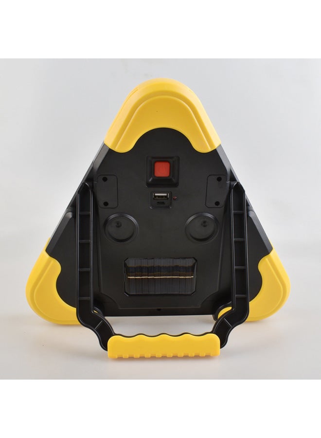 Loquat Triangular Solar Floodlight Car Red Light Warning Floodlight USB Charging Satchel COB Work Light-Color:Large 3-light Solar Model - Image 5