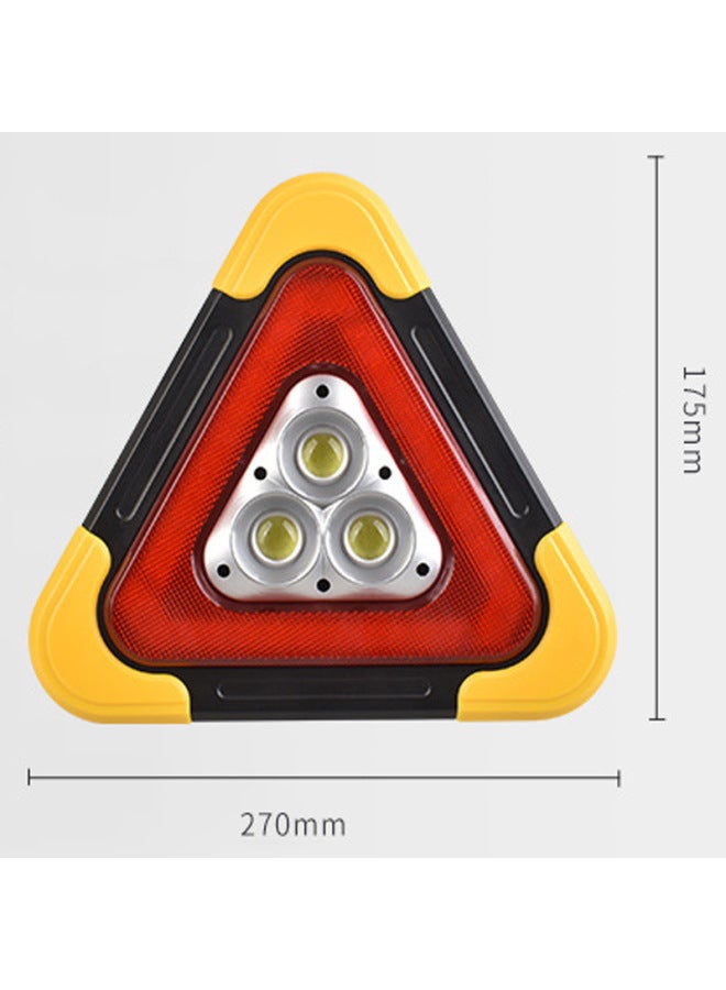 Loquat Triangular Solar Floodlight Car Red Light Warning Floodlight USB Charging Satchel COB Work Light-Color:Large 3-light Solar Model - Image 1