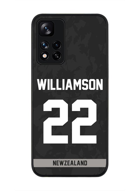 Rugged Black Edge Case for Redmi Note 11 Pro Plus 5G, Slim fit Soft Case Flexible thin Cover - Player Name - Kane Williamson, Jersey Number- 22