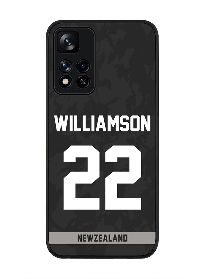 Rugged Black Edge Case for Redmi Note 11 Pro Plus 5G, Slim fit Soft Case Flexible thin Cover - Player Name - Kane Williamson, Jersey Number- 22