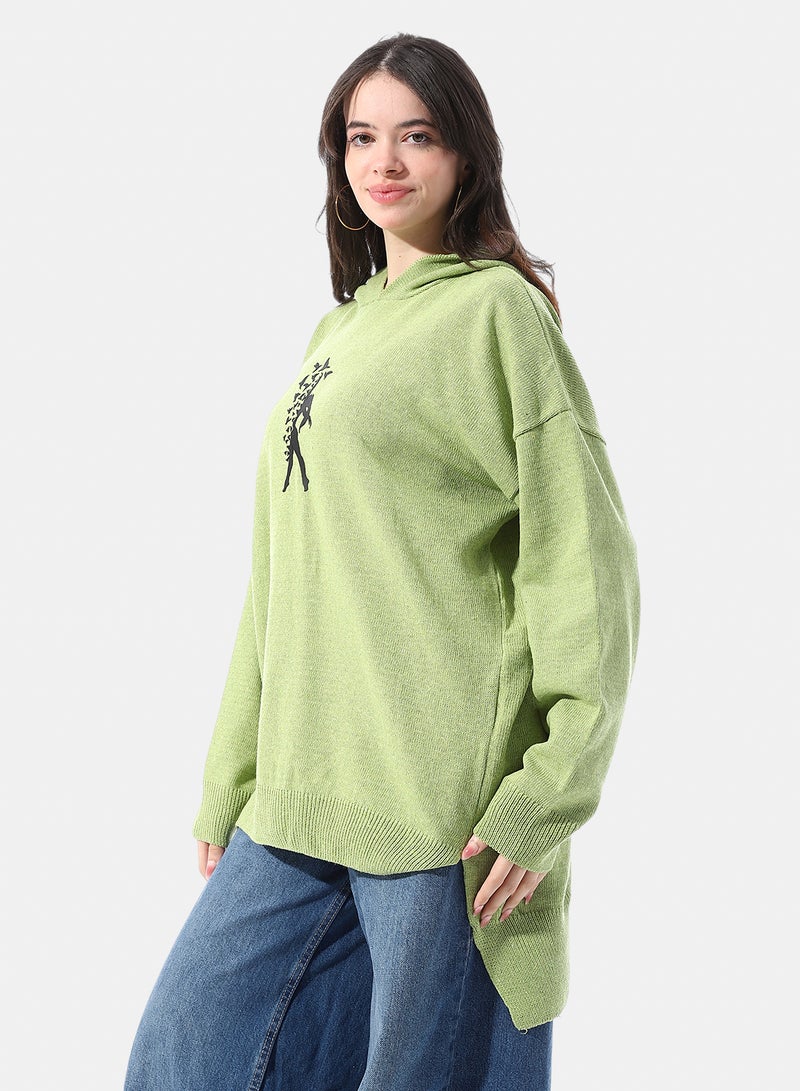 Andora Loose Fit Pullover With Chest Pattern - Image 2