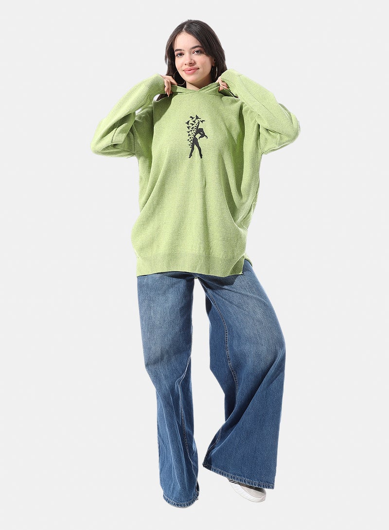 Andora Loose Fit Pullover With Chest Pattern - Image 4