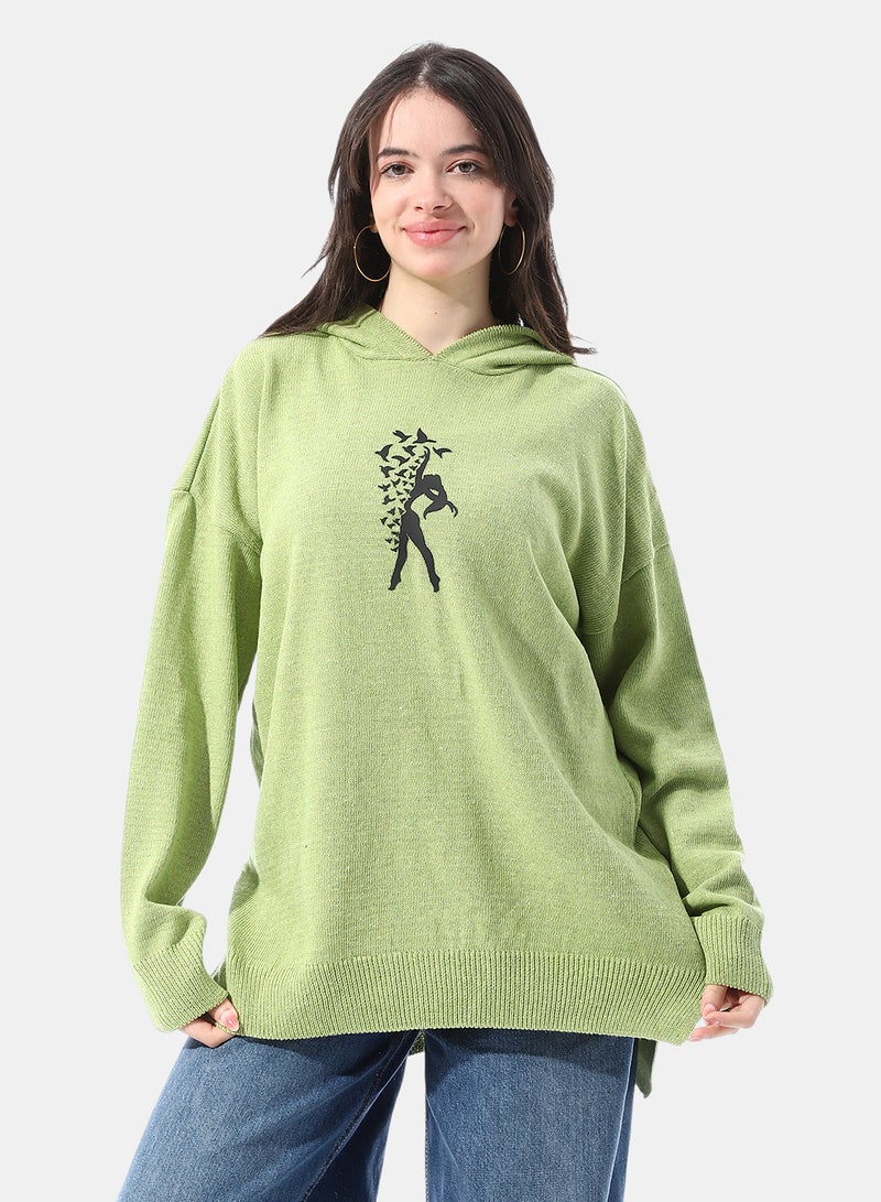 Andora Loose Fit Pullover With Chest Pattern - Image 1