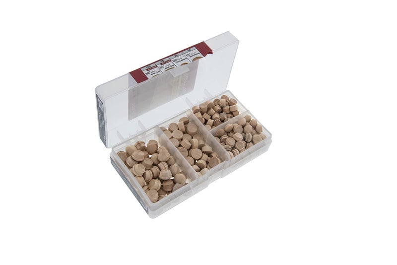 Milescraft 5347 Wood Plug Kit 300 pcs Variety Pack Assorted 38 and 12 Wood Plugs and Buttons for Covering Screw Holes Ideal for Woodworking Projects