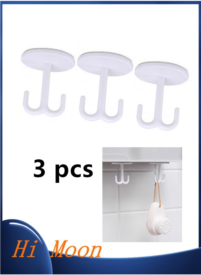 Hi Moon 3PCS Adhesive Coat Hook Plastic Ceiling Hooks Ceiling Towel Hooks Under Shelf Key Hooks Kitchen Cabinet Hooks Kitchen Towel Hooks Robe Towel Hook Bathroom Hook Bathrobe Sucker  - Image 1