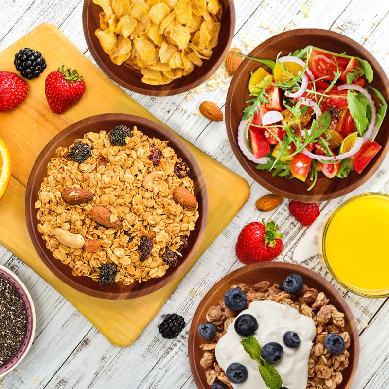 AIDEA أوعية تقديم خشبية من أيديا، مجموعة من 4 بحجم 7 بوصة للسلطة، الحساء، المعكرونة والمزيد - Image 3