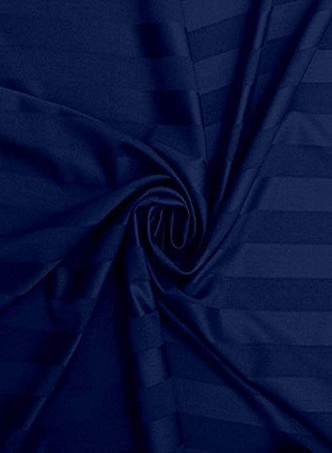 Cool Dealzz TC 300TC Pure Cotton Plain Stripe Queen Size Double Bedsheet for Double Bed with Two Pillow Covers (Queen, Blue) (95x95 Inches) - Image 2
