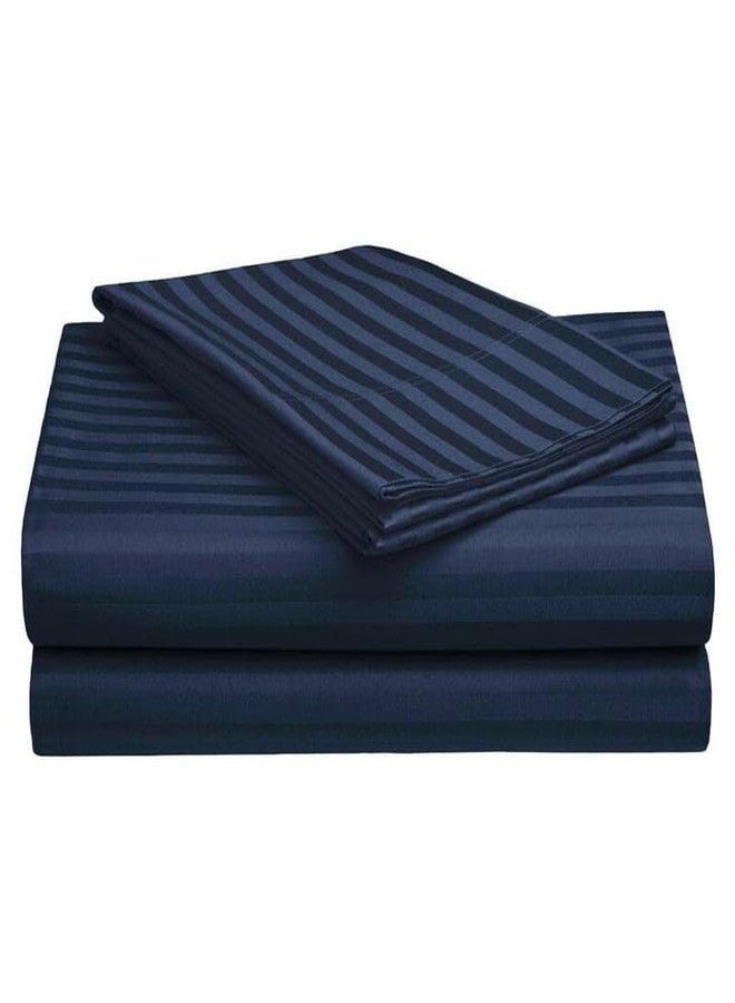Cool Dealzz TC 300TC Pure Cotton Plain Stripe Queen Size Double Bedsheet for Double Bed with Two Pillow Covers (Queen, Blue) (95x95 Inches) - Image 3