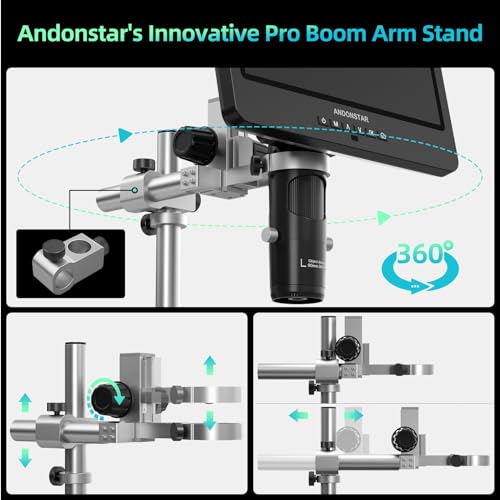 Andonstar AD249S-M Plus 10.1'' HDMI Soldering Digital Microscope for Electronics Repair, 2000x 3 Lens 2160P UHD Video Record, Soldering Microscope Station with Helping Hands, Slides, 32GB Card - Image 5