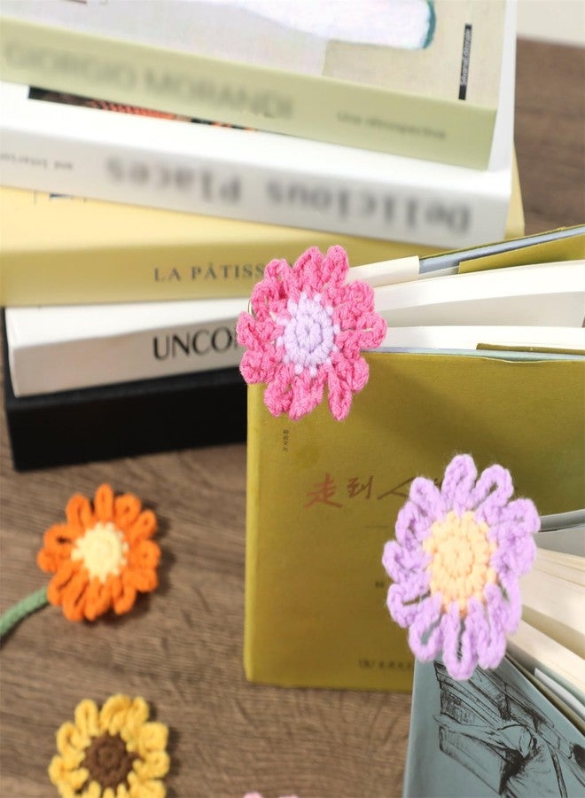 KEAINVRN 6 Pack Flower Crochet Bookmarks,Daisy Sunflower Bookmark for Women Personalized Crochet for Book Lovers and Teachers - Image 4