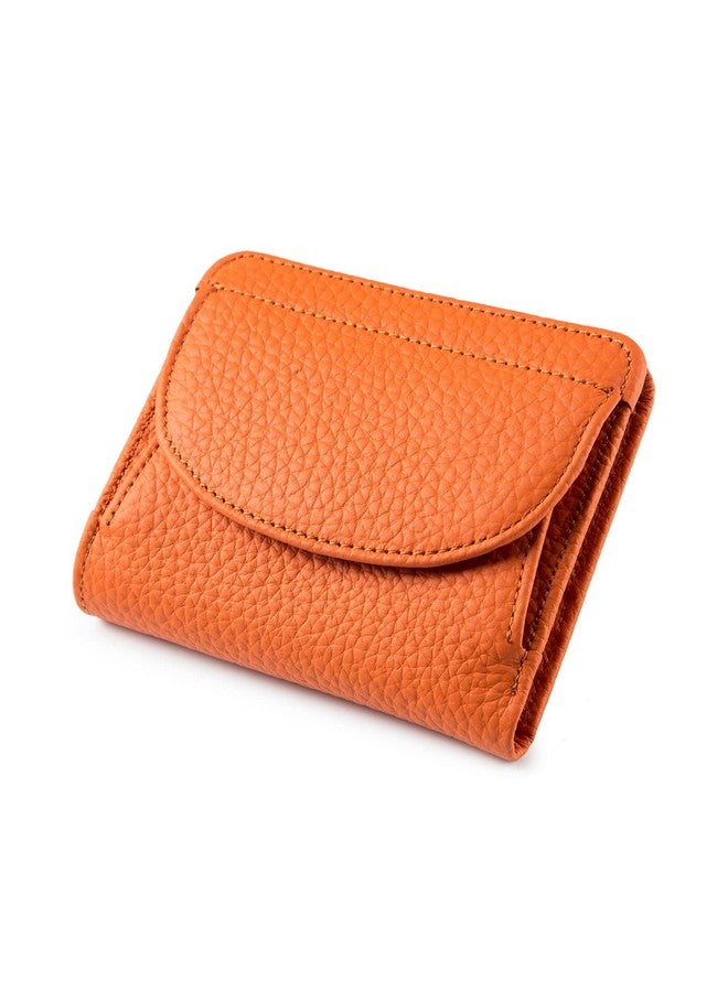 boshiho Rfid Blocking Wallet For Womensmall Genuine Leather Bifold Pocket Card Case With Id Window (Aorange) - Image 1