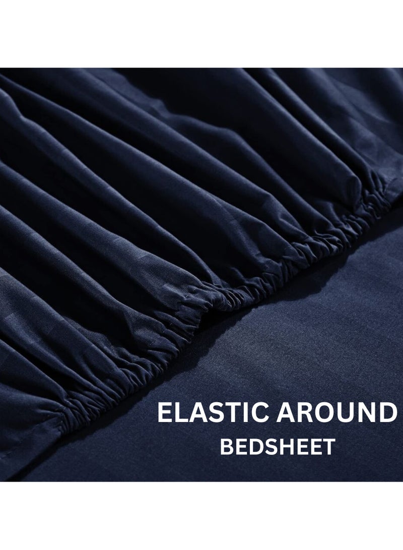 TW Premier TW Hotel Duvet Cover Stripe 220x240cm King Size 6 Pcs Set - 1 Duvet Cover 220x240cm (Without Filling) 1 Fitted Bed Sheet 200x200+30cm - 4 Pillow Cases 48x74+5cm - Quilt Cover Set - Image 5