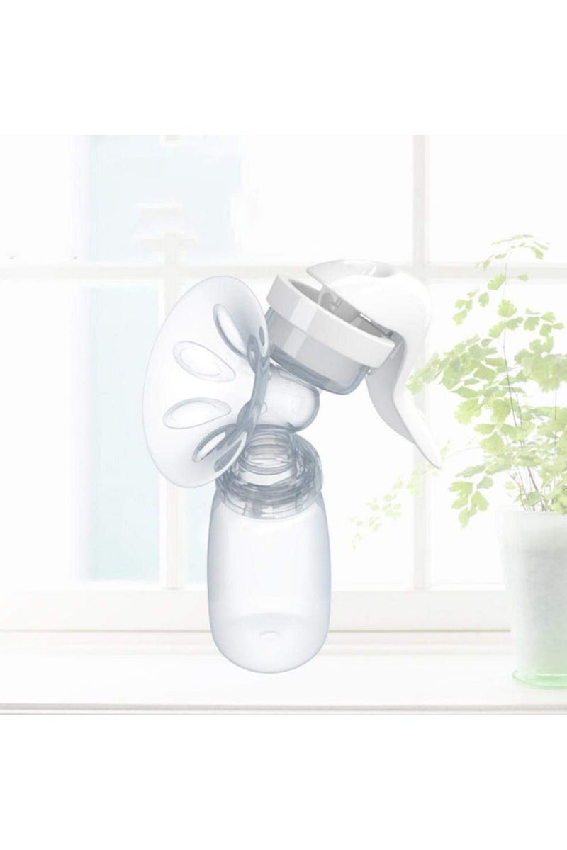 Premium Manual Breast Pump with Soft Massage Cushion – BPA Free – Compact, Lightweight & Travel-Friendly – Includes Milk Storage Bottle – White - Image 2