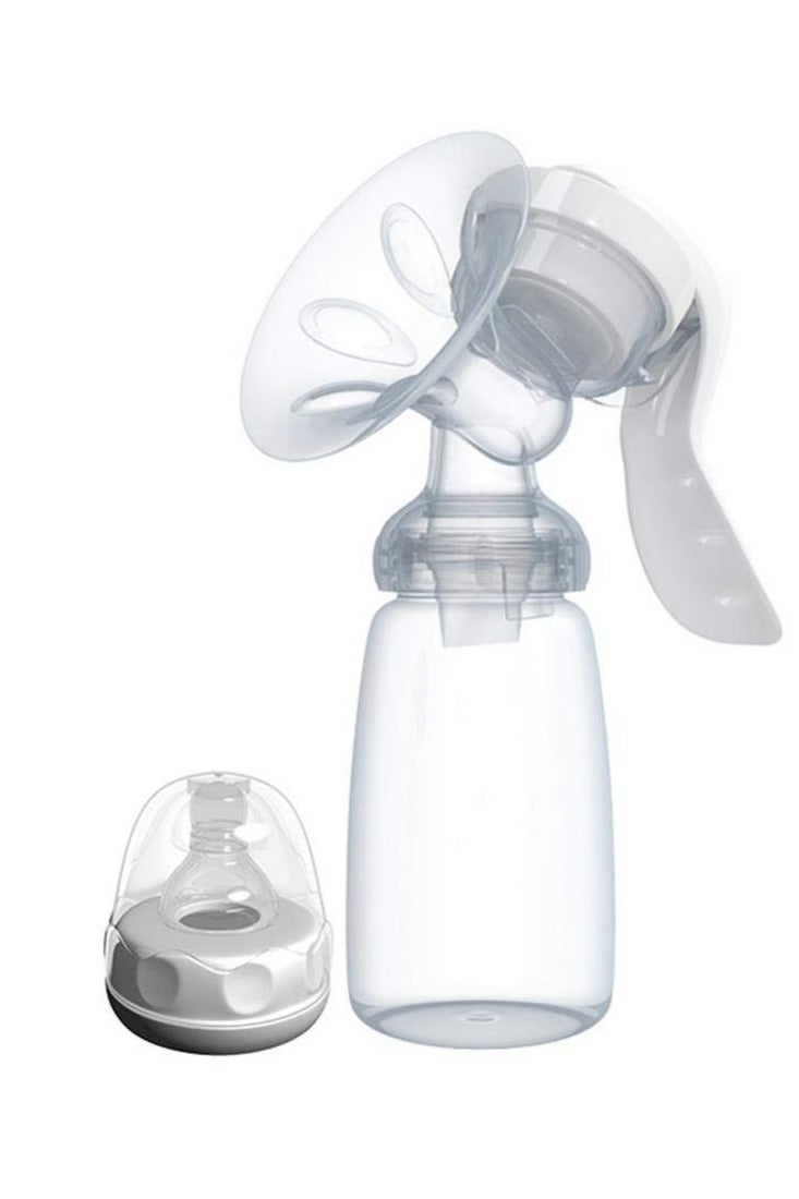 Premium Manual Breast Pump with Soft Massage Cushion – BPA Free – Compact, Lightweight & Travel-Friendly – Includes Milk Storage Bottle – White - Image 1