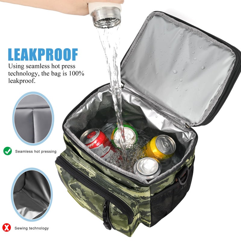 MIYCOO Lunch Bag & Lunch Box for Men Women, Double Deck Leakproof Insulated Soft Large Adult Camping Cooler bag for Work, Beach, Picnic, Travel (Camouflage, 15L) - Image 4