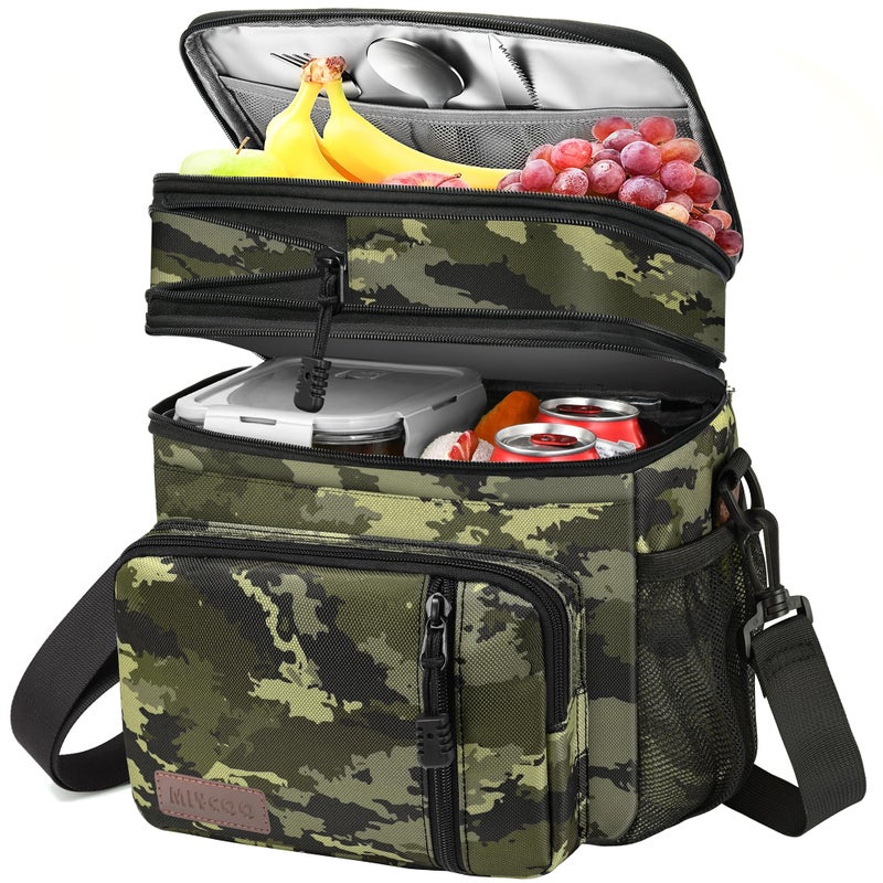 MIYCOO Lunch Bag & Lunch Box for Men Women, Double Deck Leakproof Insulated Soft Large Adult Camping Cooler bag for Work, Beach, Picnic, Travel (Camouflage, 15L) - Image 1