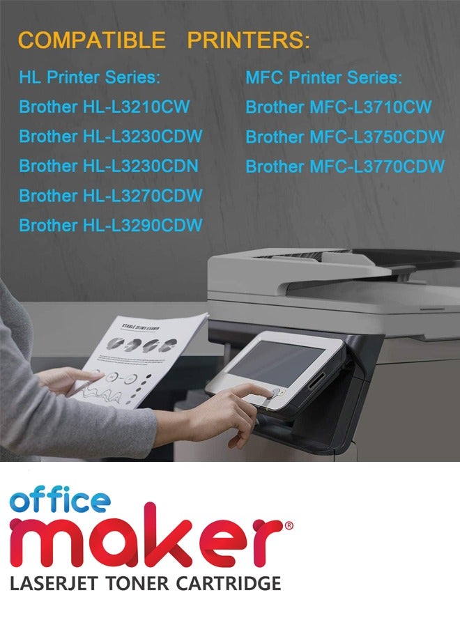 Office Maker Office maker Compatible Toner for TN-273X Use for Brother MFC-L3770CDW MFC-L3750CDW MFC-L3710CW HL-L3290CDW HL-L3270CDW HL-L3210CW HL-L3230CDW DCP-L3510CDW HL-L3230CDN High Yield:Up to 3,000 pages per black toner cartridge 2,300 per color - Image 2