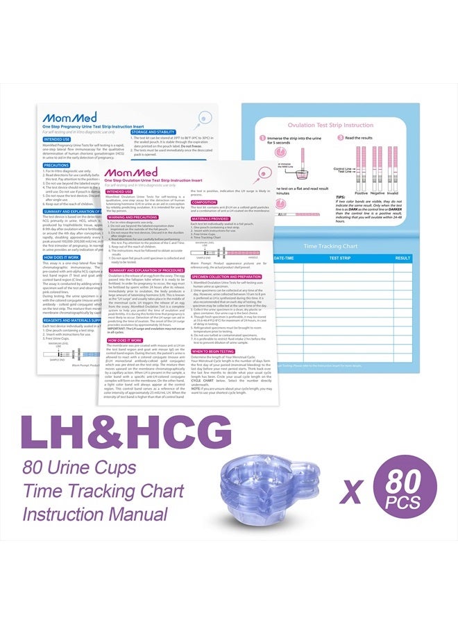MomMed MomMed Pregnancy Test Strips (HCG20-LH60), Includes 20 Pregnancy Tests, 60 Test Strips, 80 Urine Cups, Easy to Use Ovulation Predictor Kit, Accurate Fertility Test for Women  - Image 3