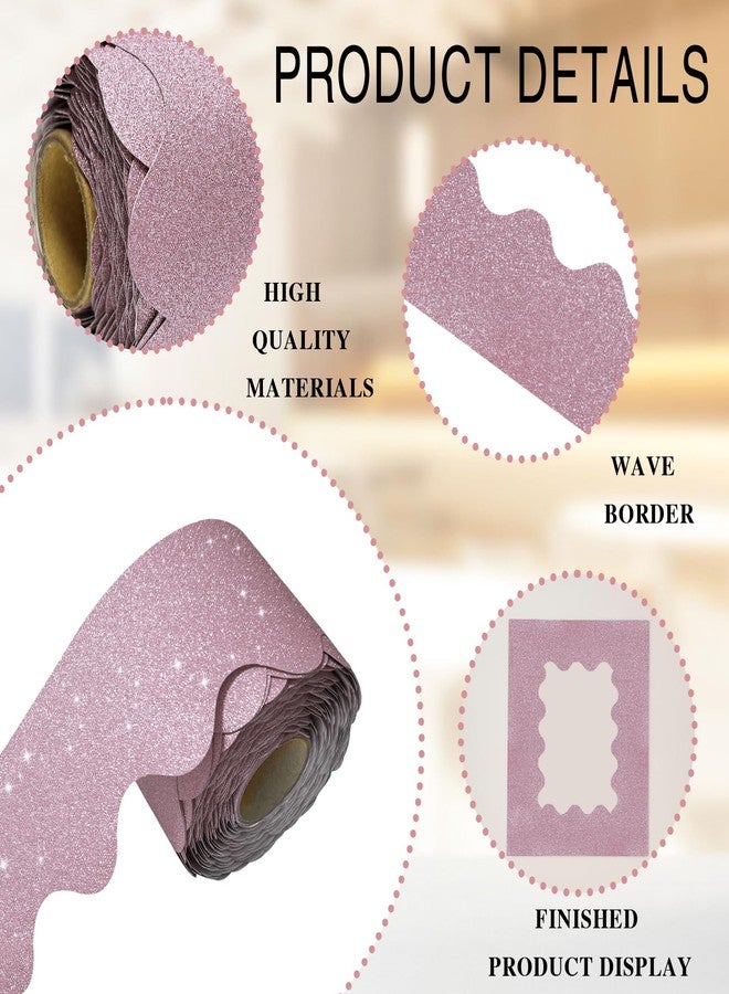 YCDMLJC 69Feet Bulletin Board Borders, Board Trims Shiny Decorative Border Trims Sparkle,Classroom Decor,Poster Board,Whiteboard,Wall Decoration,Party, Decoration with Classroom Border(Light Pink) ﻿ - Image 3