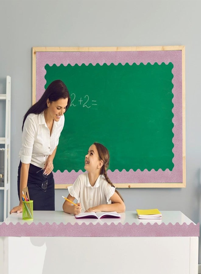 YCDMLJC 69Feet Bulletin Board Borders, Board Trims Shiny Decorative Border Trims Sparkle,Classroom Decor,Poster Board,Whiteboard,Wall Decoration,Party, Decoration with Classroom Border(Light Pink) ﻿ - Image 4