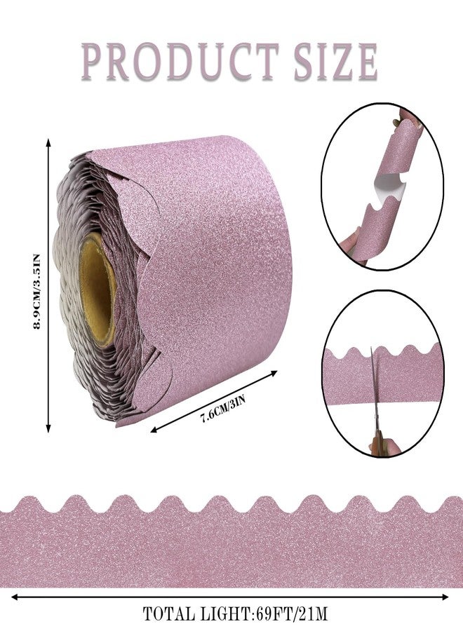 YCDMLJC 69Feet Bulletin Board Borders, Board Trims Shiny Decorative Border Trims Sparkle,Classroom Decor,Poster Board,Whiteboard,Wall Decoration,Party, Decoration with Classroom Border(Light Pink) ﻿ - Image 2