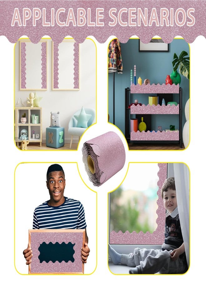 YCDMLJC 69Feet Bulletin Board Borders, Board Trims Shiny Decorative Border Trims Sparkle,Classroom Decor,Poster Board,Whiteboard,Wall Decoration,Party, Decoration with Classroom Border(Light Pink) ﻿ - Image 5